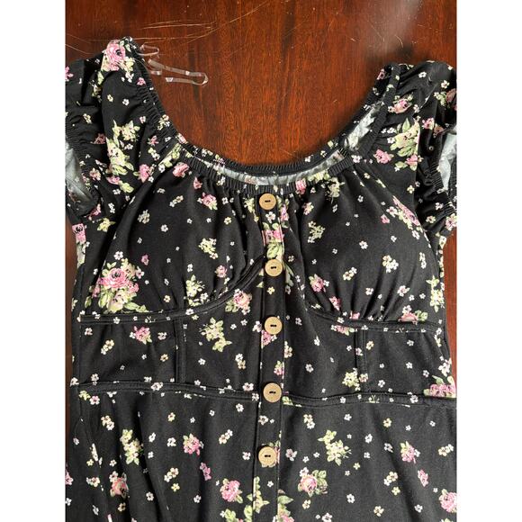 NOBO Milkmaid Mini Dress Large Babydoll Corset Fairy Goth Soft Cottage Floral - Picture 3 of 8